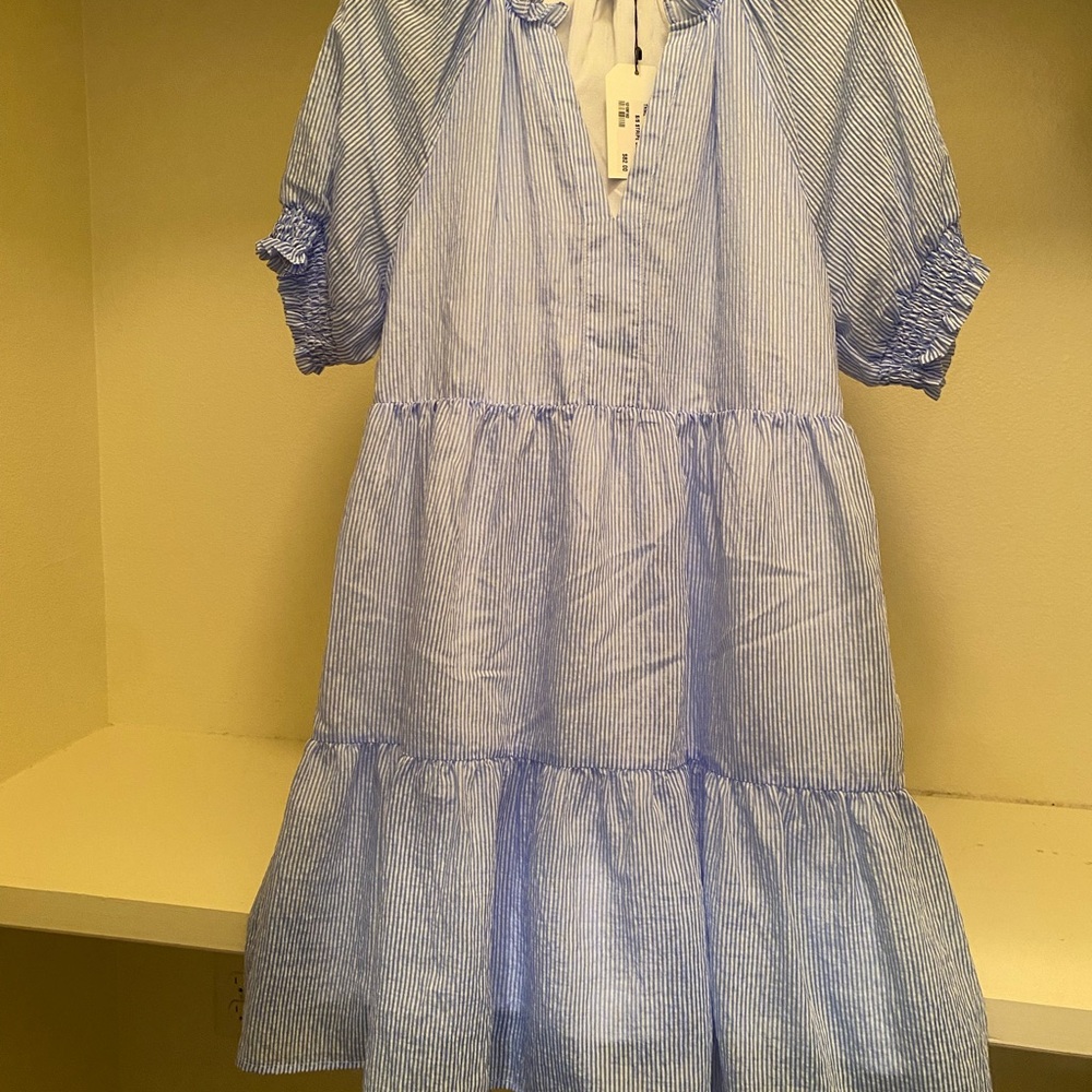 THML Light Blue and White Striped Dress